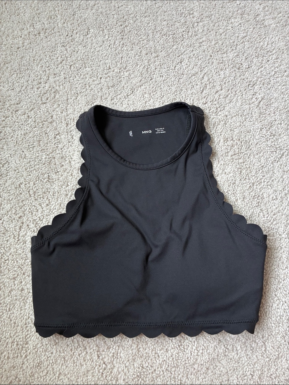 Mango Black Scallop Hem Sport Bra size S